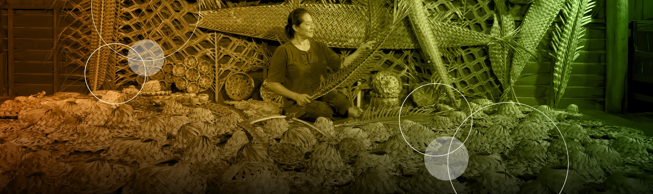 woman making house elements with liefs